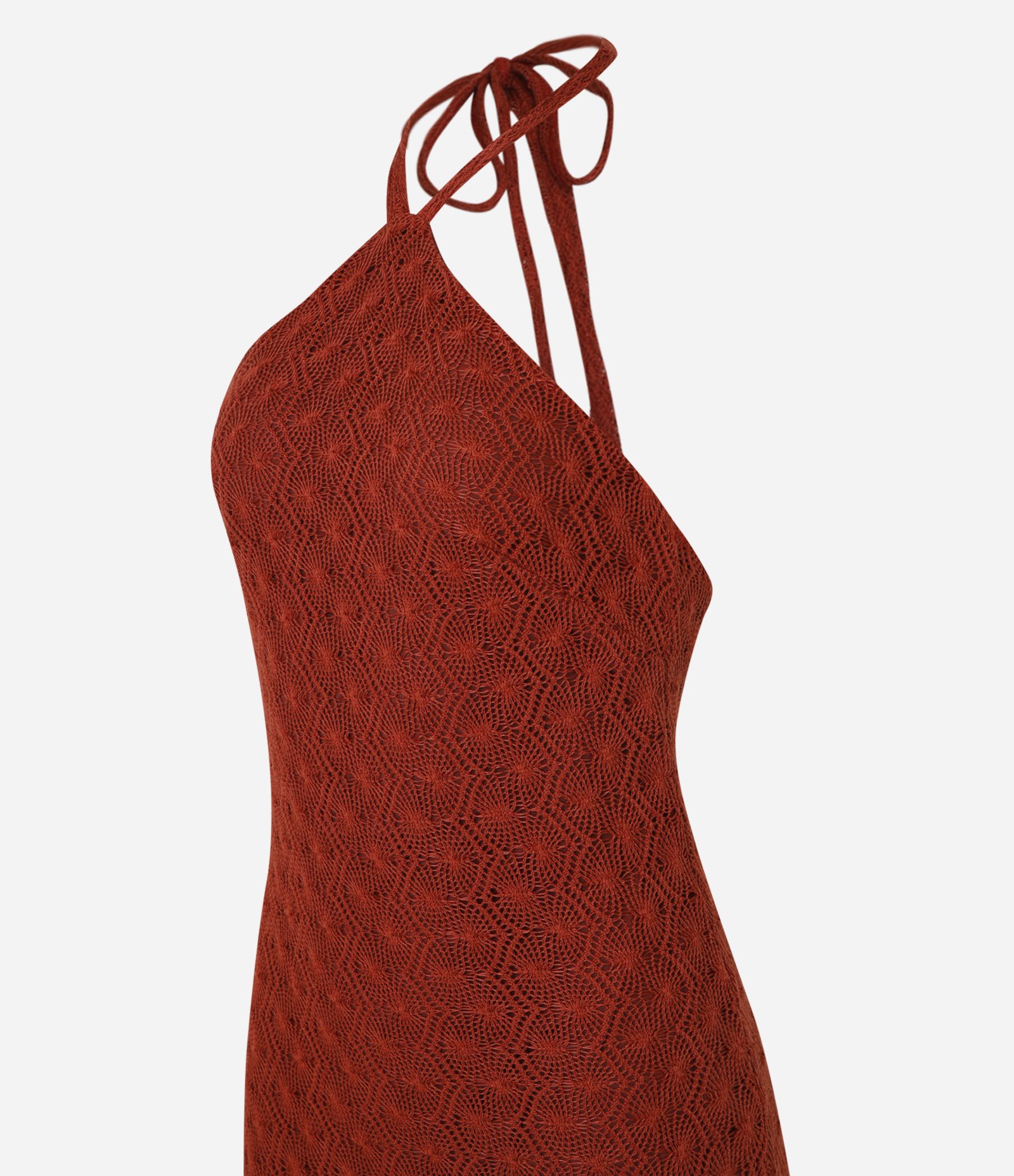 Vestido Reto Long Midi em Renda Frente Única Vermelho 7