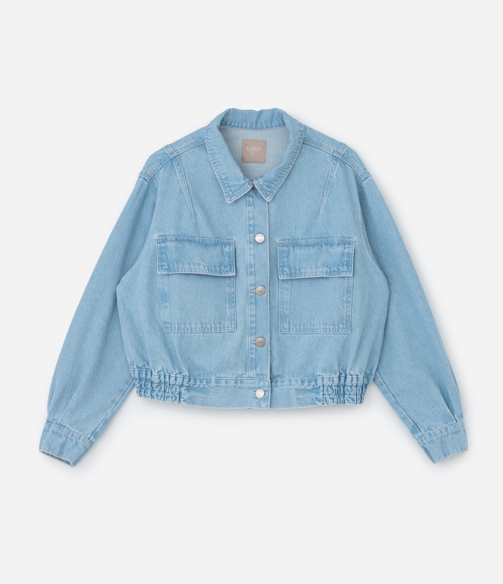 Jaqueta em Jeans com Cós no Elástico Curve & Plus Size Azul 5