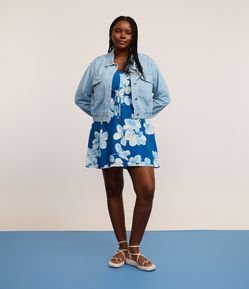 Jaqueta em Jeans com Cós no Elástico Curve & Plus Size