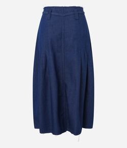 Saia Evasê em Jeans com Cós e Barra Desfiados