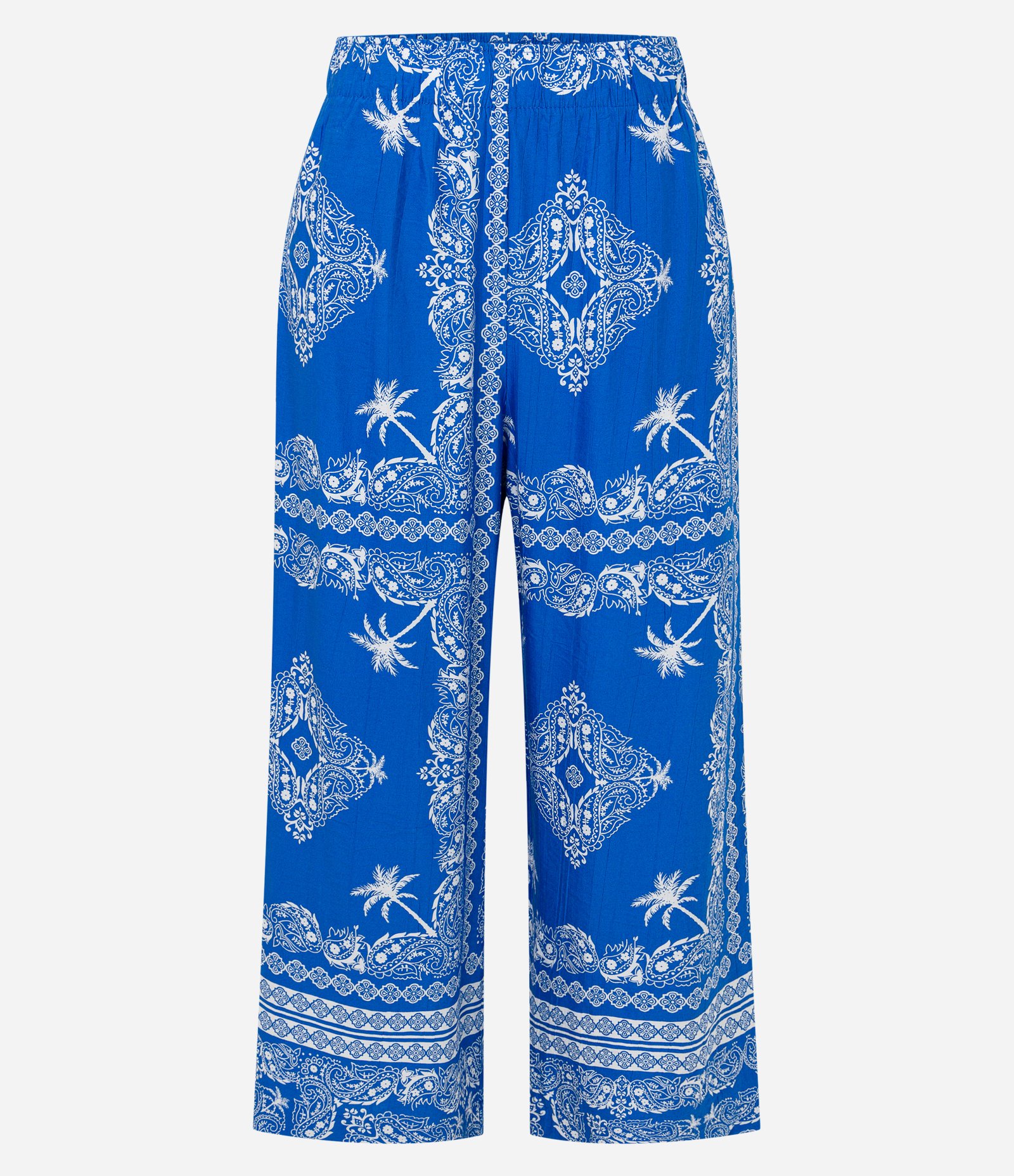 Calça Pantacourt Cintura Alta em Viscose com Estampa Paisley Azul 7