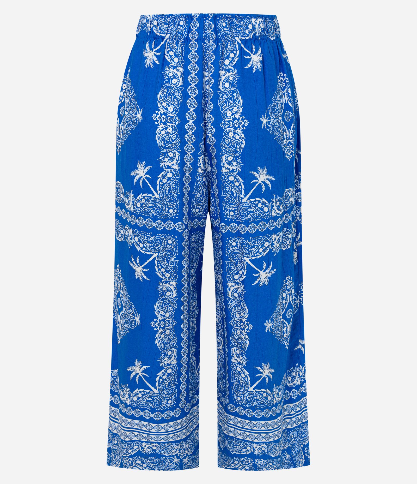 Calça Pantacourt Cintura Alta em Viscose com Estampa Paisley Azul 9