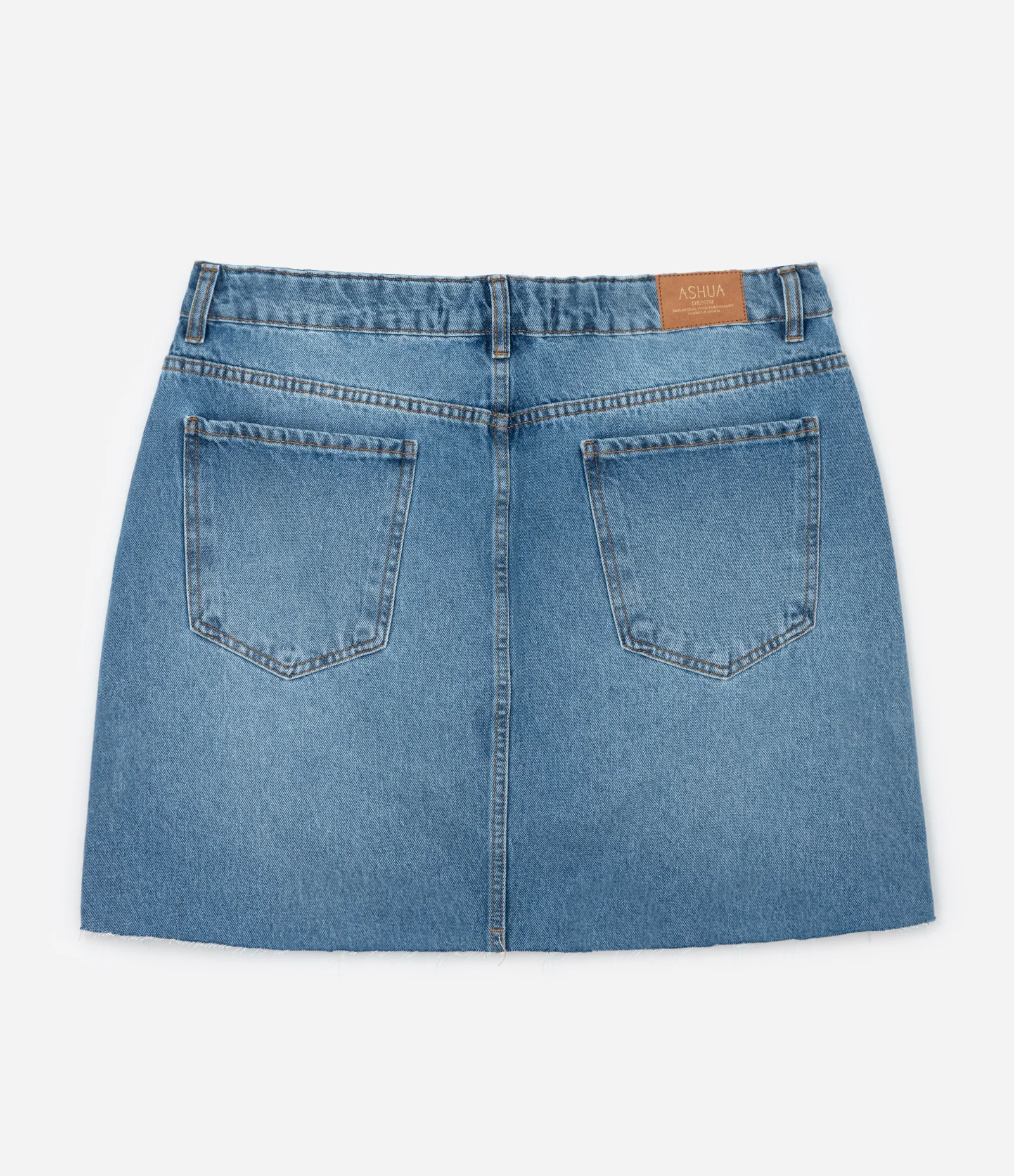 Saia Curta em Jeans com Barra a Fio Curve & Plus Size Azul 6