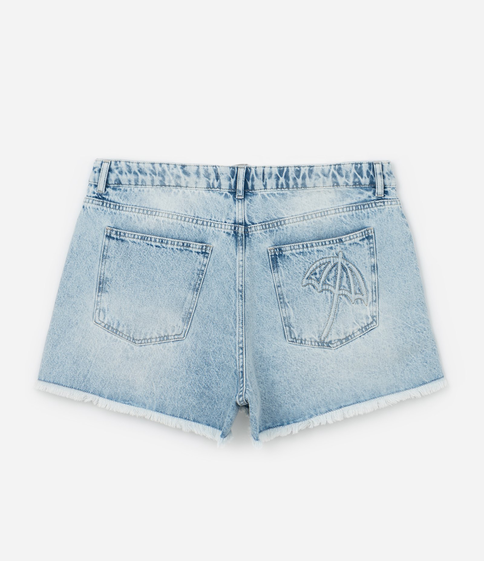 Short Boyfriend em Jeans com Puídos e Bordado de Guarda Sol Curve & Plus Size Azul 7