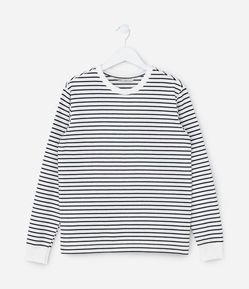 Camiseta Infantil com Estampa Listras a Fio Tinto - Tam 5 a 14 Anos