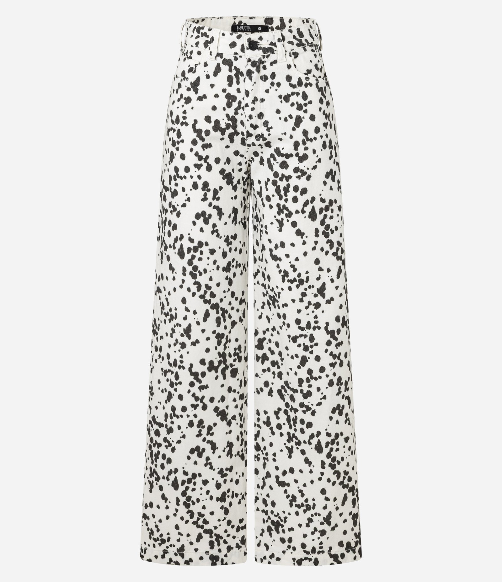 Calça Wide Leg em Sarja Animal Print Branco 7