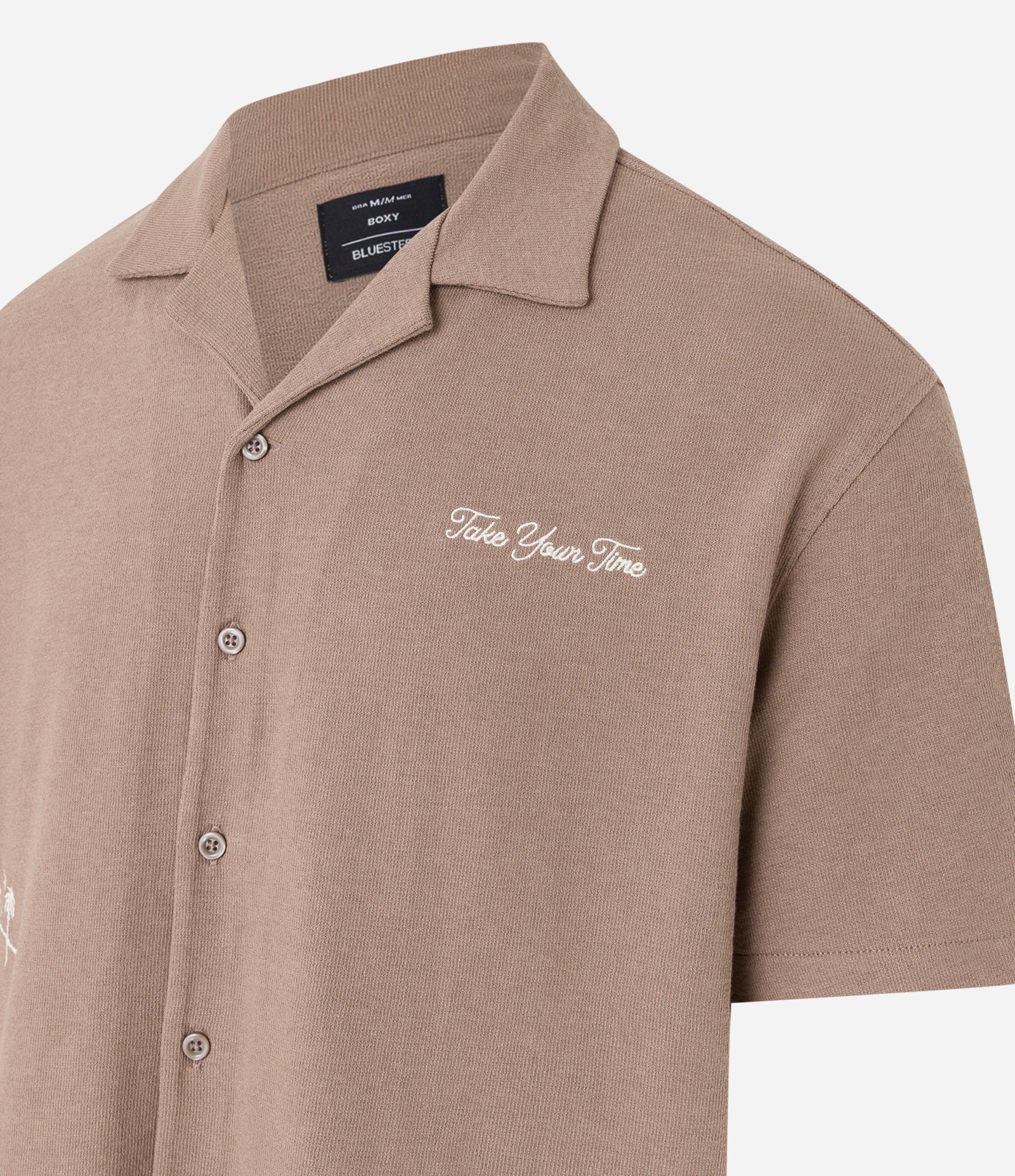 Camisa Boxy em Algodão com Bordado de Coqueiros Marrom 7
