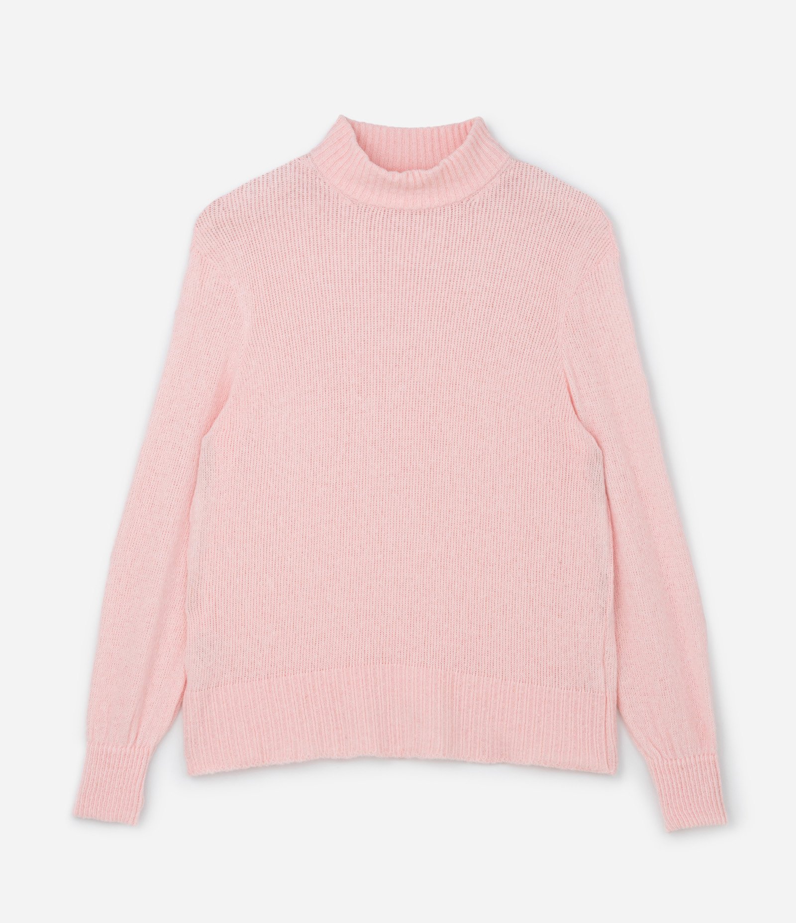 Suéter em Tricô com Gola Alta e Manga Bufante Curve & Plus Size Rosa 4