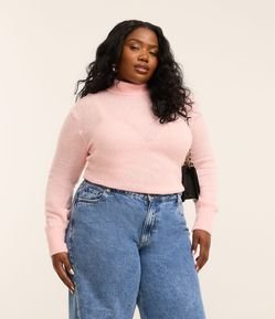 Suéter em Tricô com Gola Alta e Manga Bufante Curve & Plus Size