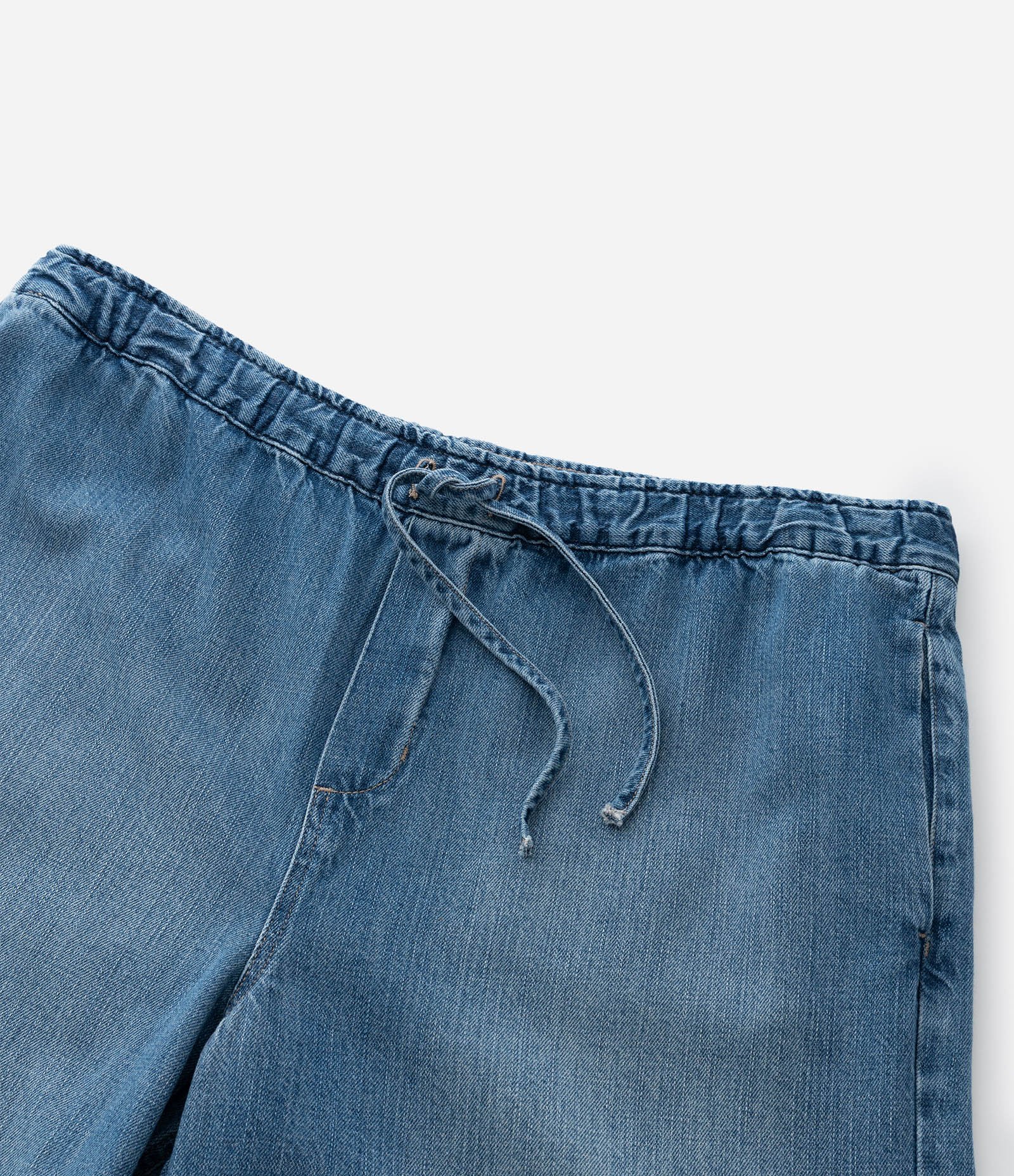 Calça Wide Leg em Jeans Amarração no Cós Curve & Plus Size Azul 9