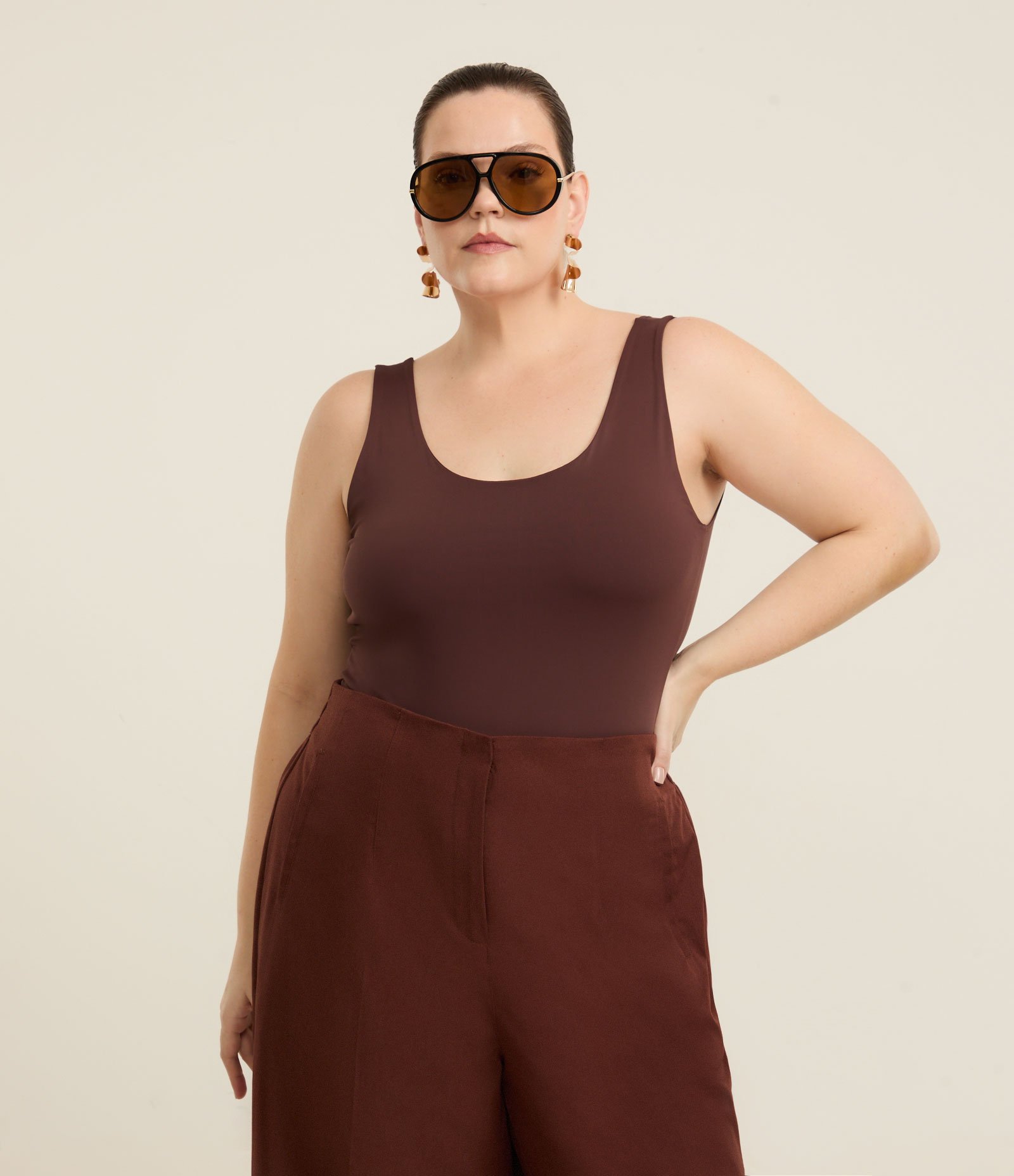 Blusa Regata em Poliamida com Alças Largas Curve & Plus Size 3