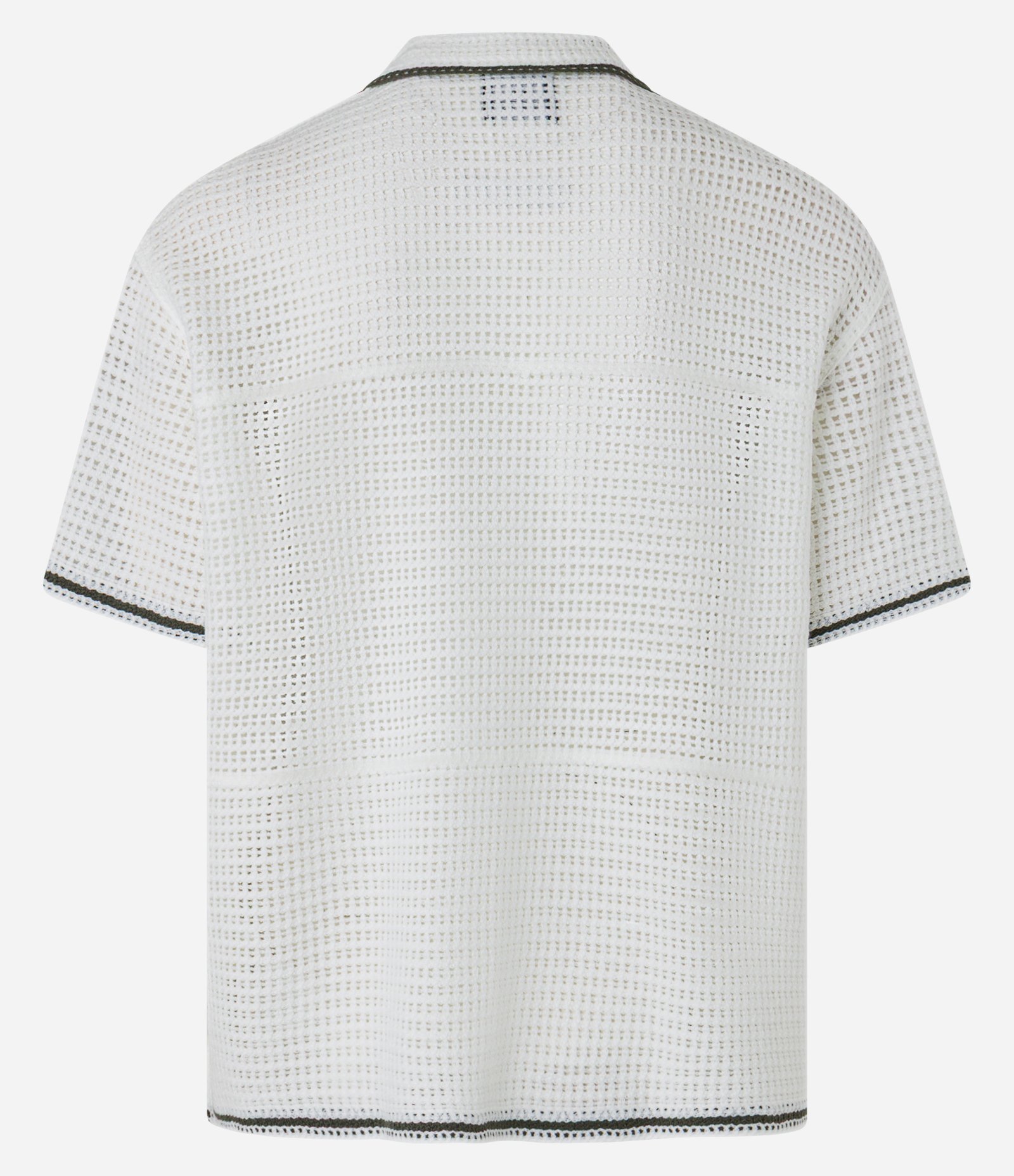 Camisa Boxy em Tricô com Estampa Quadriculada e Texturizada Bege 7