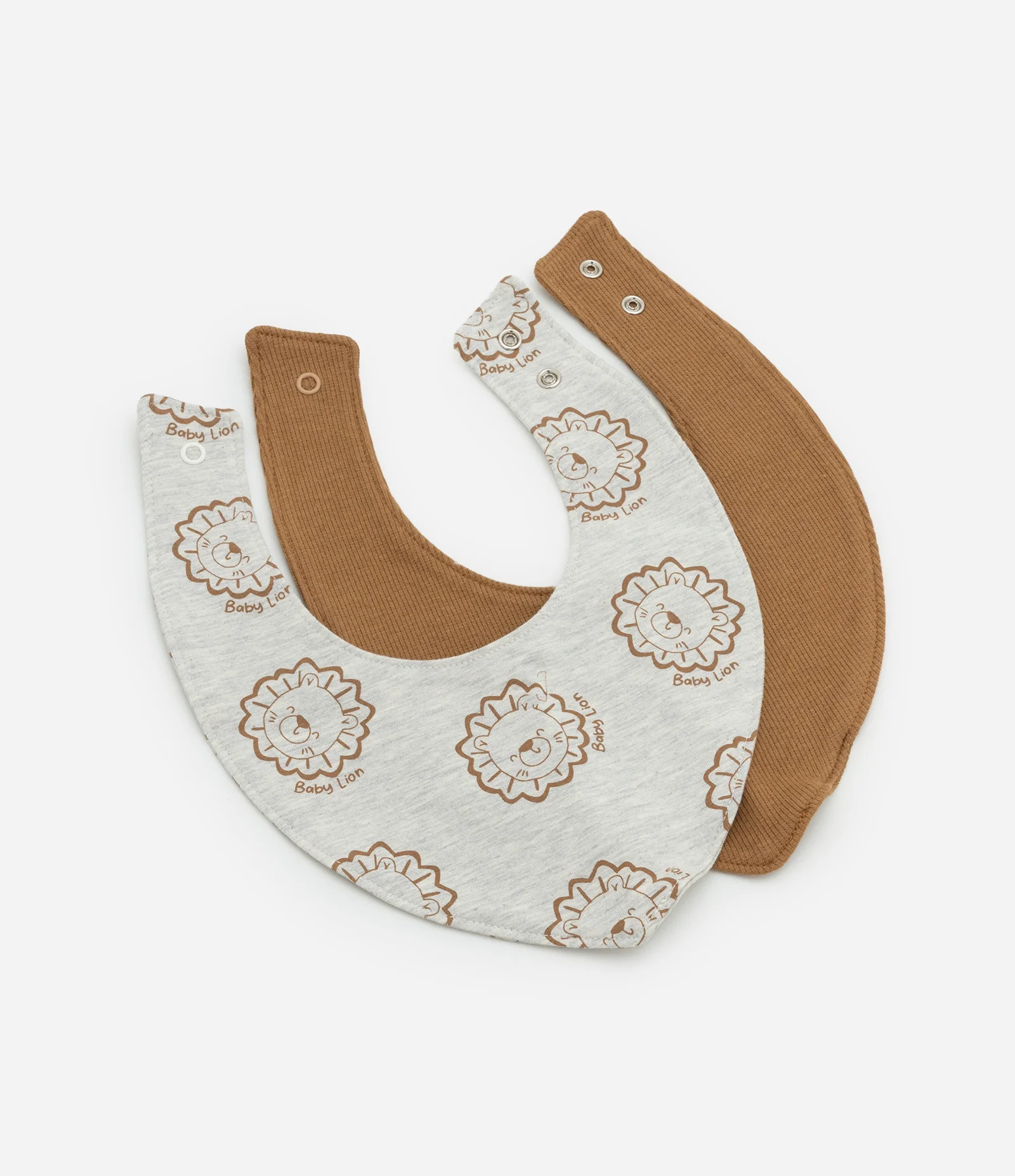 Kit 02 Babadores Infantis com Estampa Leão - Tam Único Marrom/Bege 1