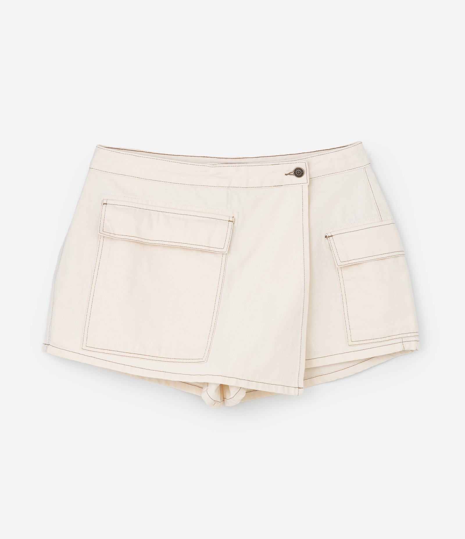 Short Saia em Sarja com Bolso Cargo Curve & Plus Size Bege 5