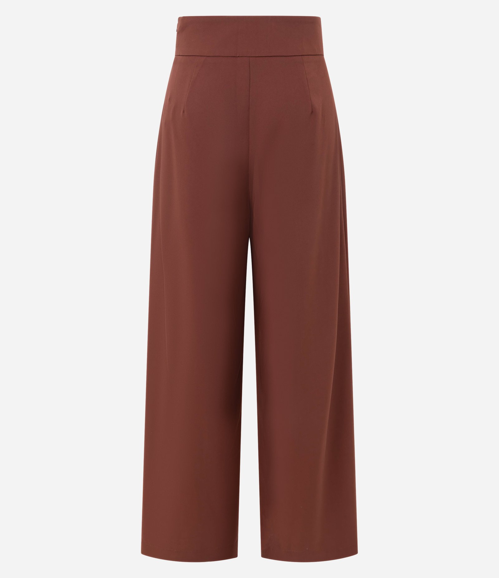 Calça Pantalona em Crepe com Friso Frontal Marrom 6