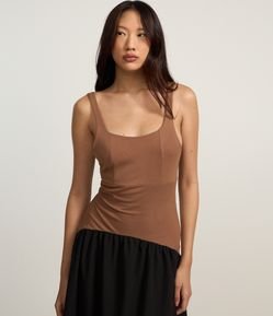 Vestido Midi em Ribana Bicolor com Recorte