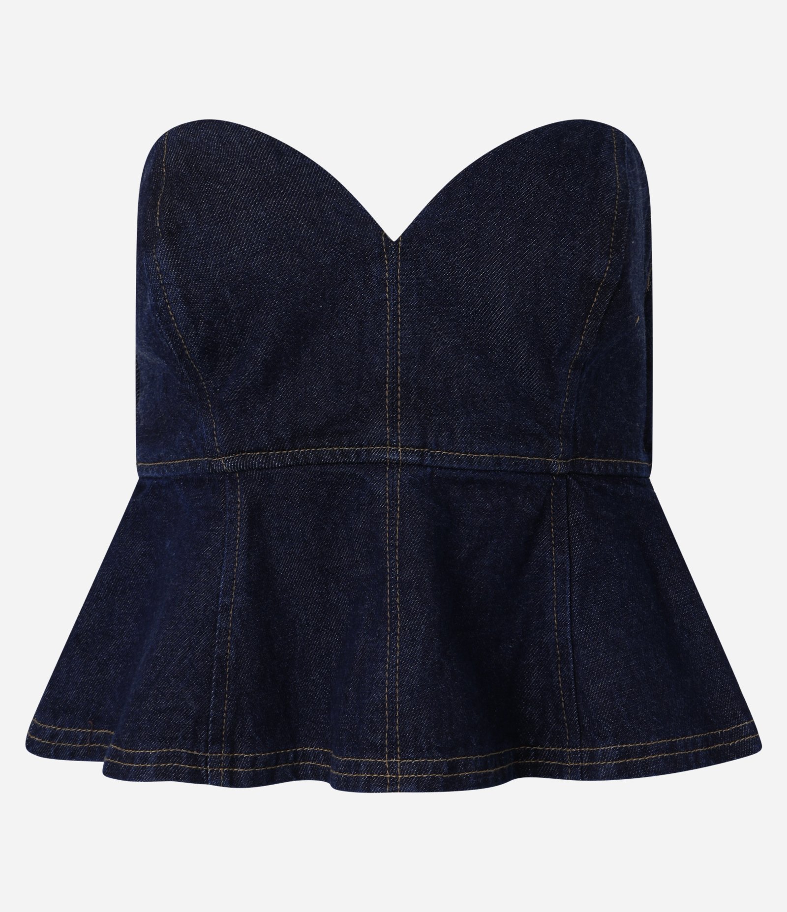 Blusa Peplum em Jeans com Decote Coração Azul 5