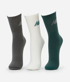 Kit 03 Pares de Meias com Cano Longo Estampa New Balance