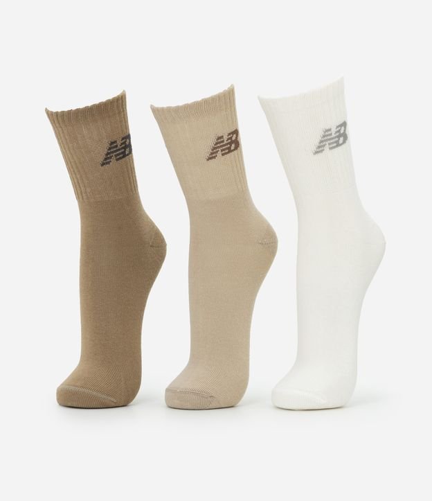 Kit 03 Pares de Meias com Cano Longo Estampa New Balance