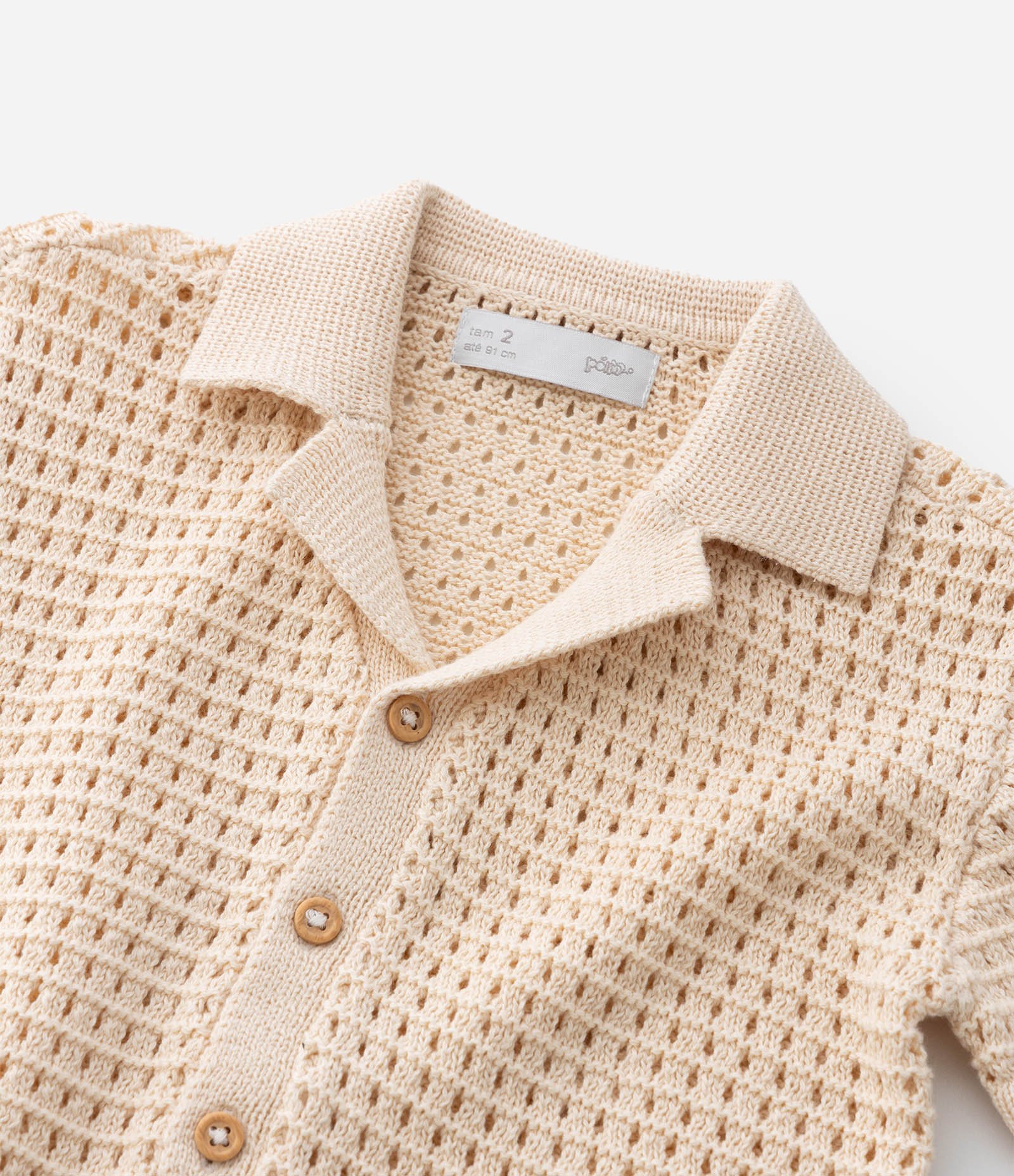 Camisa Infantil em Tricô Maquinetada - Tam 1 a 6 Anos Bege 6