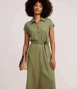 Vestido Chemise New Midi em Orly com Amarração