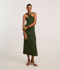 Vestido New Midi em Tricô com Nó na Alça