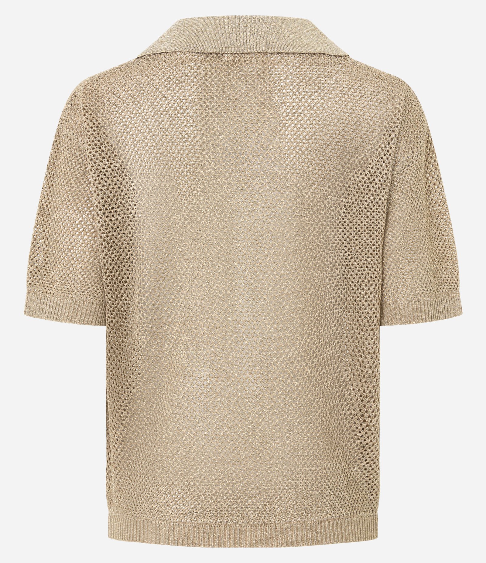 Blusa em Tricô com Gola Polo e Fio Metalizado Dourado 9