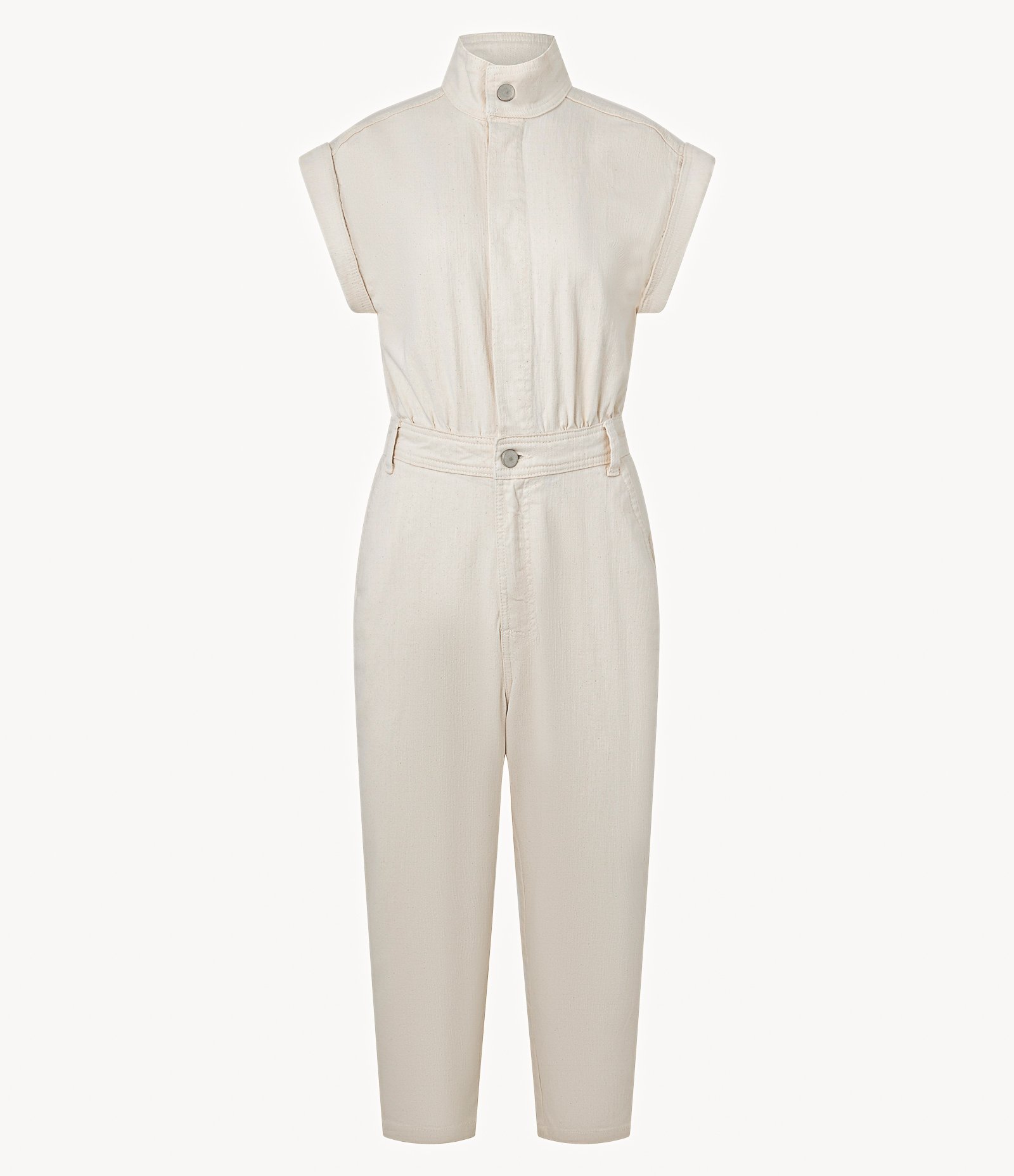 Macacão em Sarja Sem Manga com Botão Duplo Off White 5