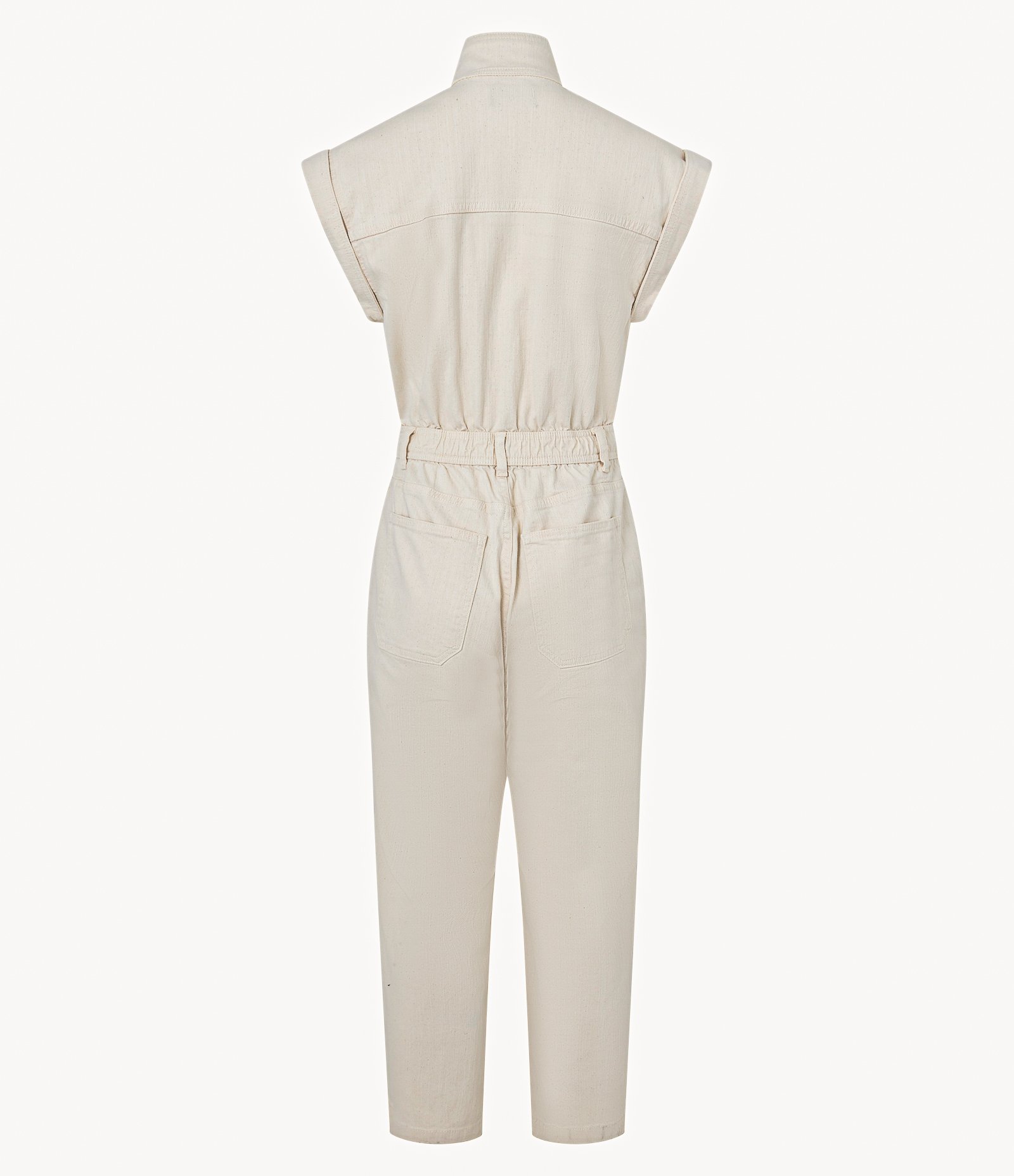 Macacão em Sarja Sem Manga com Botão Duplo Off White 6