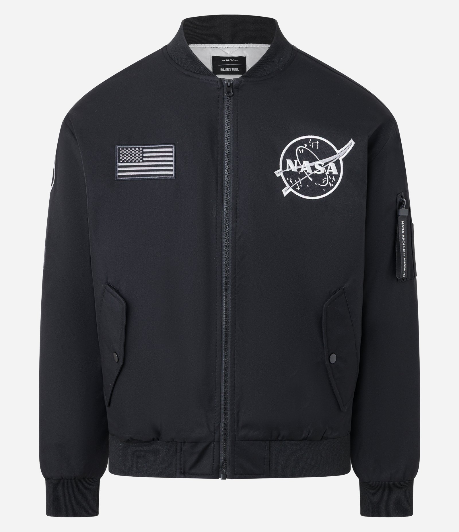 Jaqueta Bomber em Microfibra com Estampa Nasa Preto 5