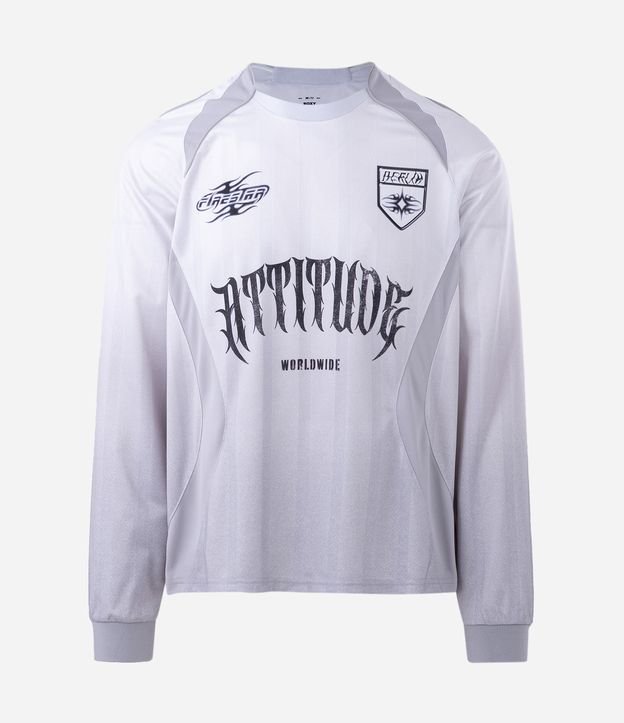 Camiseta Boxy Manga Longa com Estampa Lettering Attitude