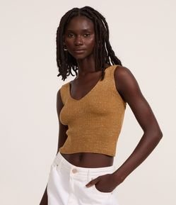 Blusa Regata em Tricô com Decote em V