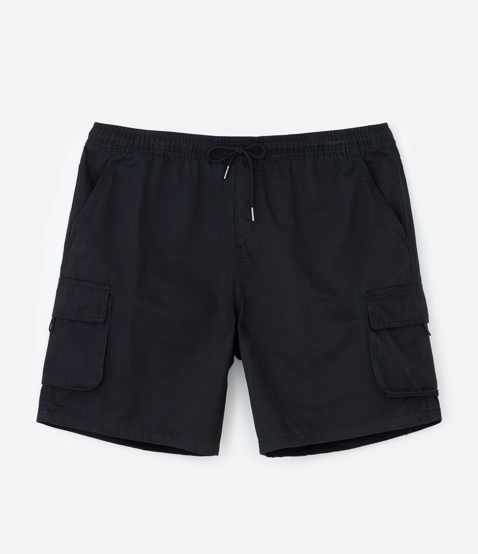 Bermuda em Algodão com Cós Elástico e Bolsos Cargo Preto 1