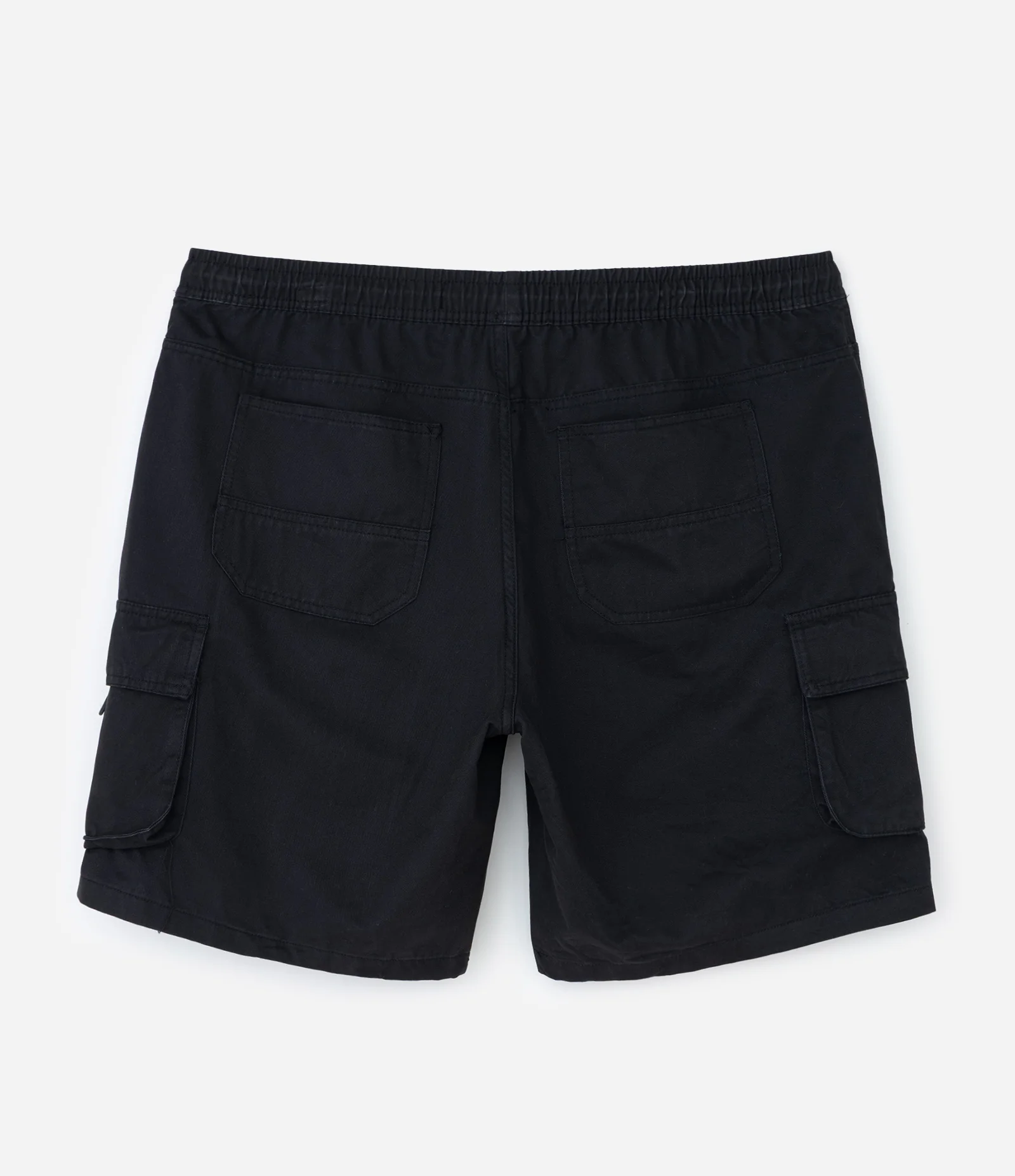 Bermuda em Algodão com Cós Elástico e Bolsos Cargo Preto 2