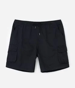 Bermuda em Algodão com Cós Elástico e Bolsos Cargo