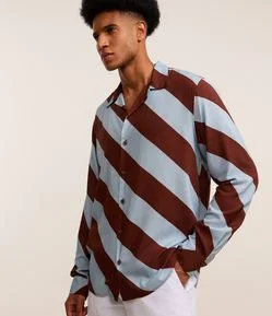 Camisa Comfort em Tricoline com Listras Largas