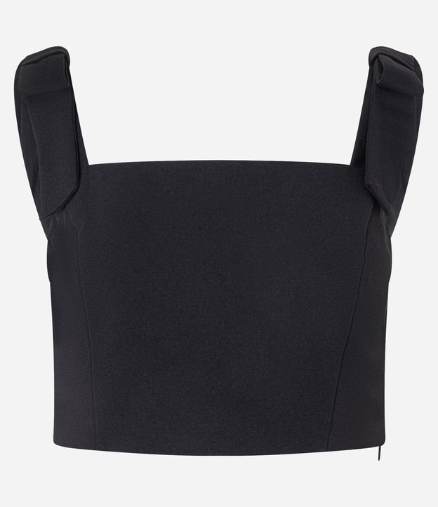 Blusa Cropped em Crepe com Laço na Alça Larga