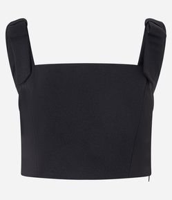 Blusa Cropped em Crepe com Laço na Alça Larga