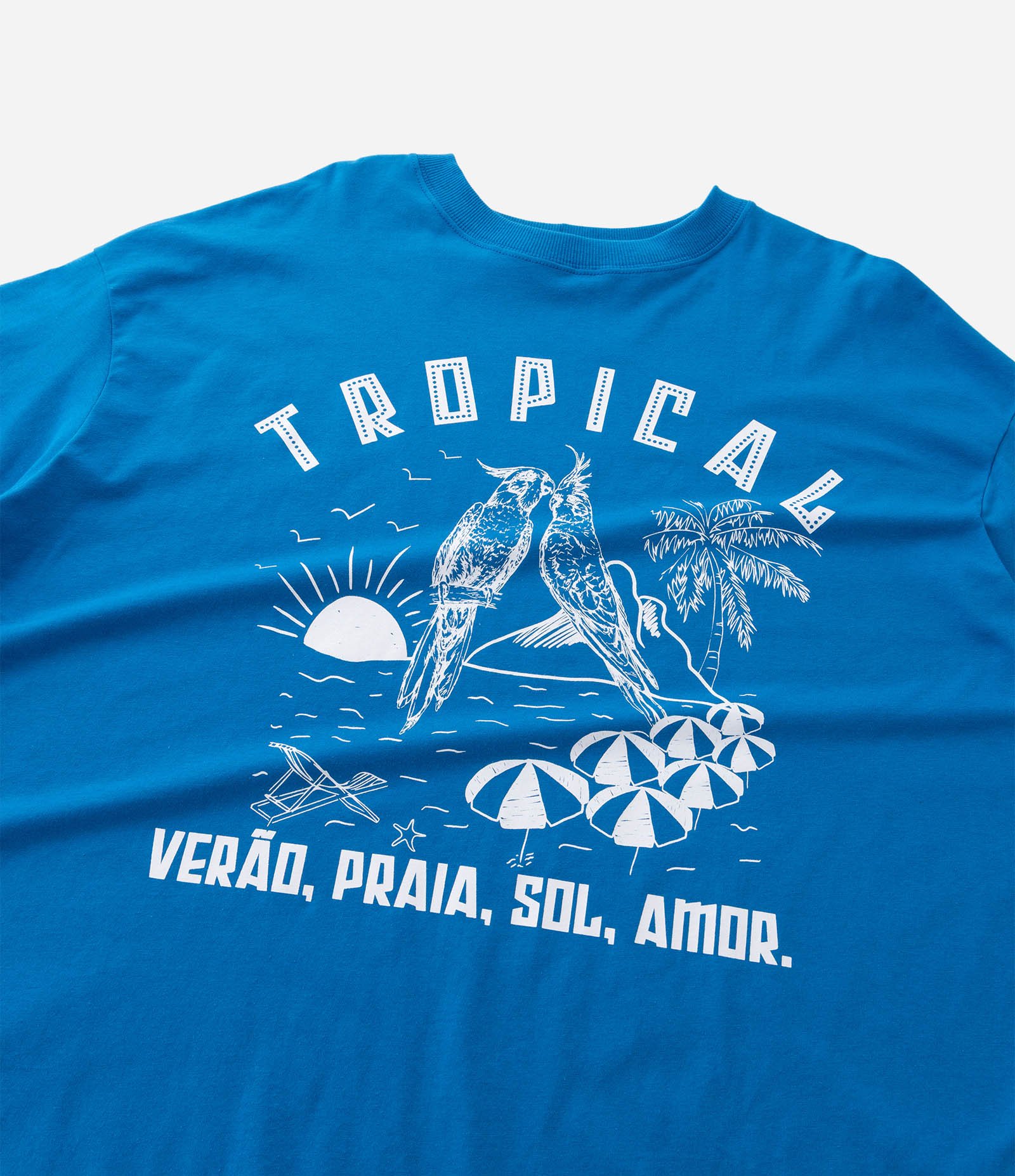 Camiseta Oversized em Algodão com Estampa Arara Tropical Curve & Plus Size Azul 8