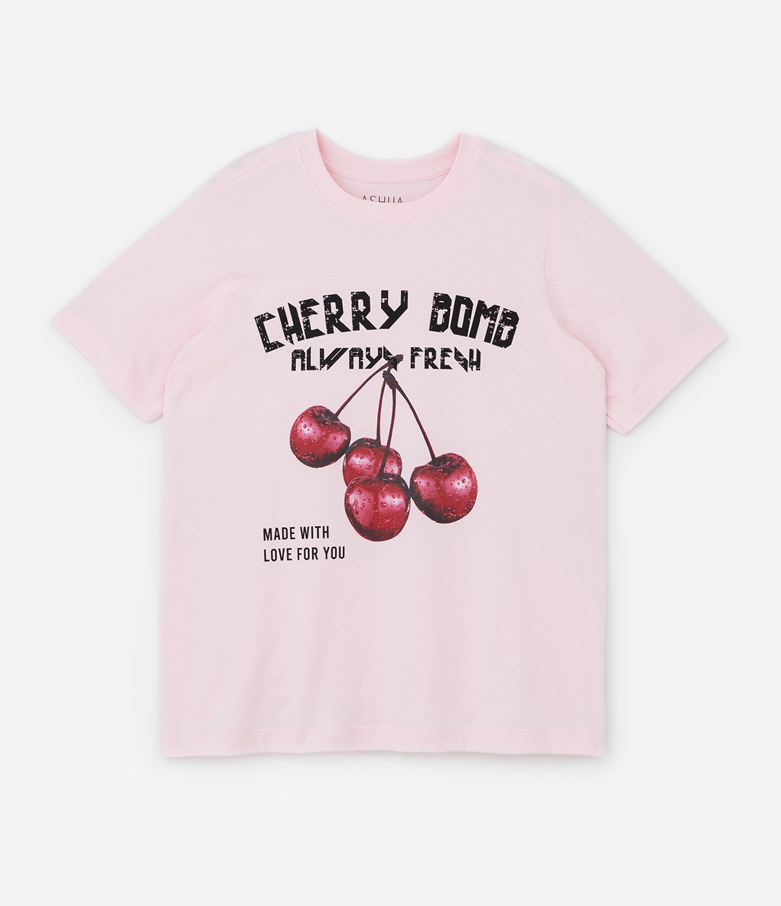 Camiseta Alongada em Algodão com Estampa Cereja Curve & Plus Size Rosa 4