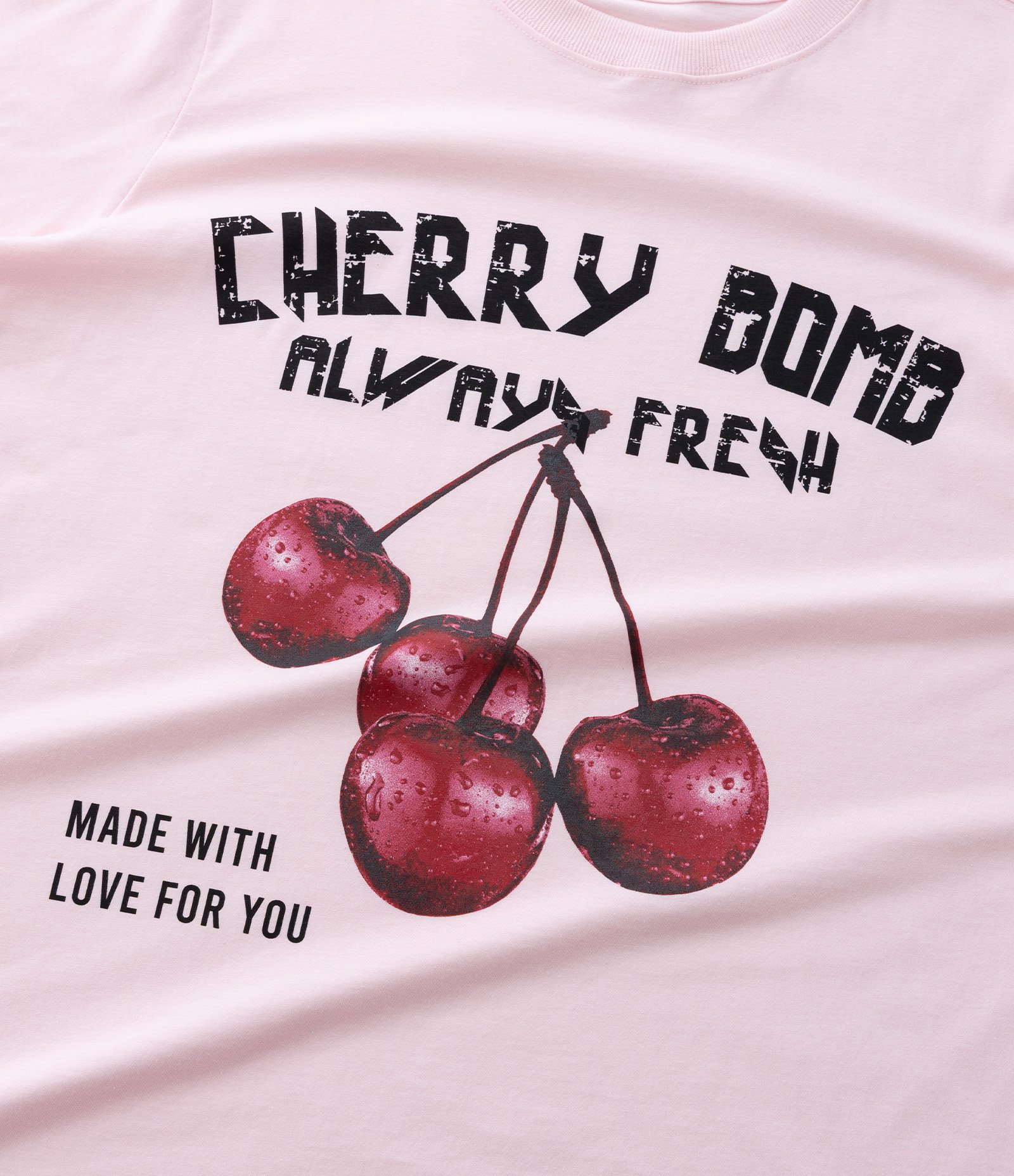 Camiseta Alongada em Algodão com Estampa Cereja Curve & Plus Size Rosa 8