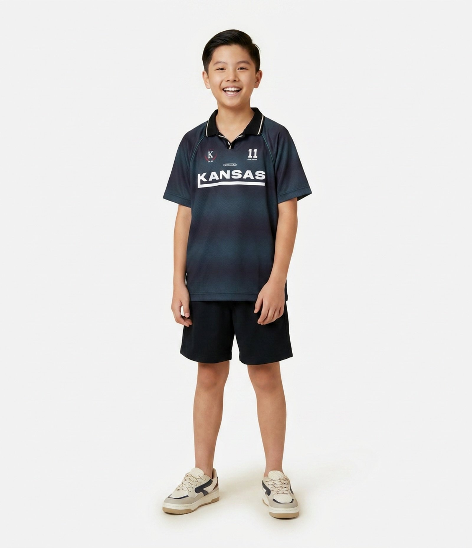 Camiseta Esportiva Infantil Estampa Kansas - Tam 5 a 14 Anos Verde 1