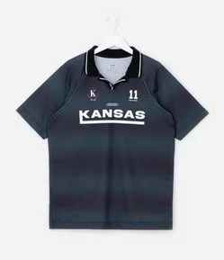 Camiseta Esportiva Infantil Estampa Kansas - Tam 5 a 14 Anos