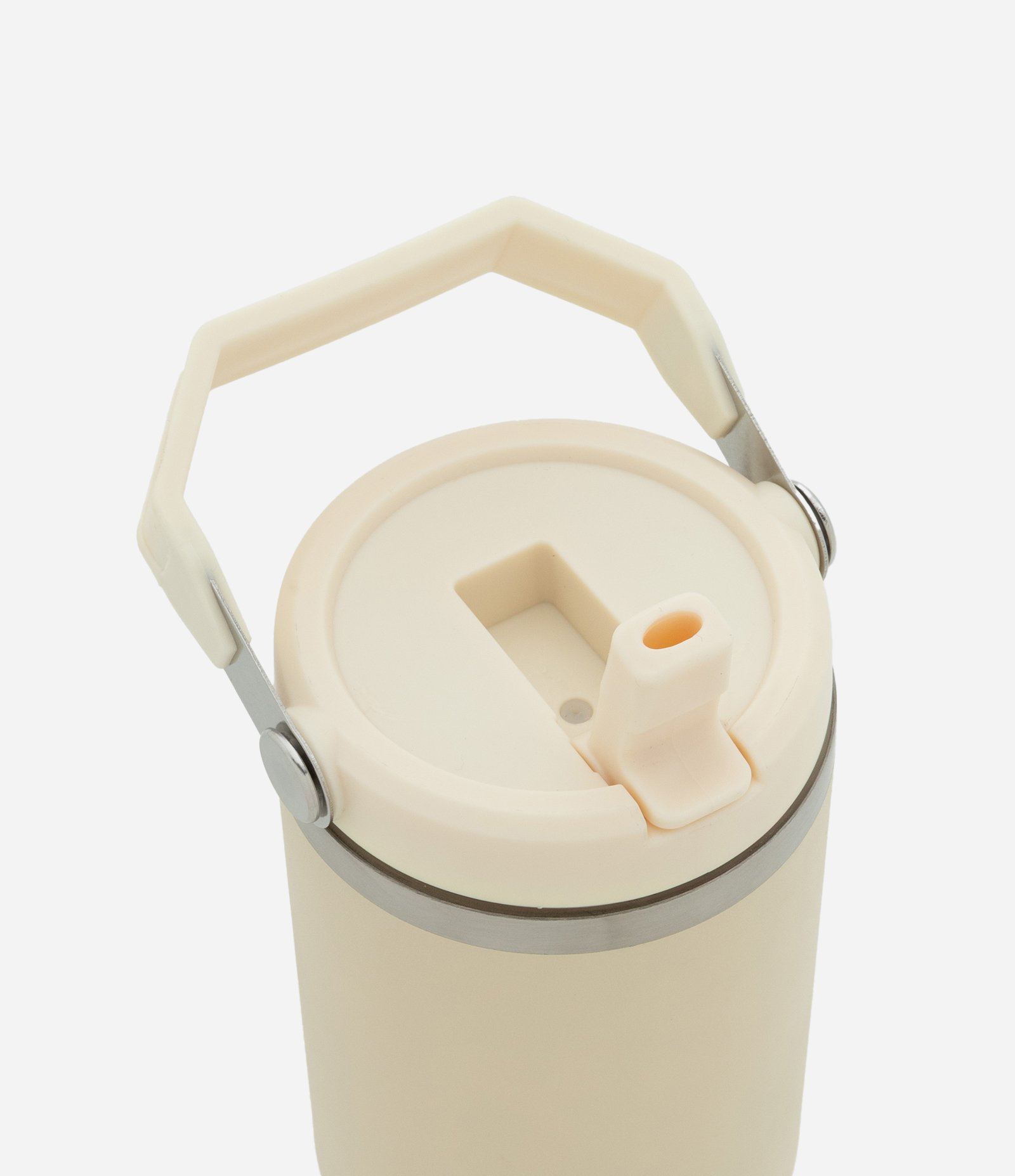 Garrafa Térmica com Canudo e Alça 900ml Bege 3