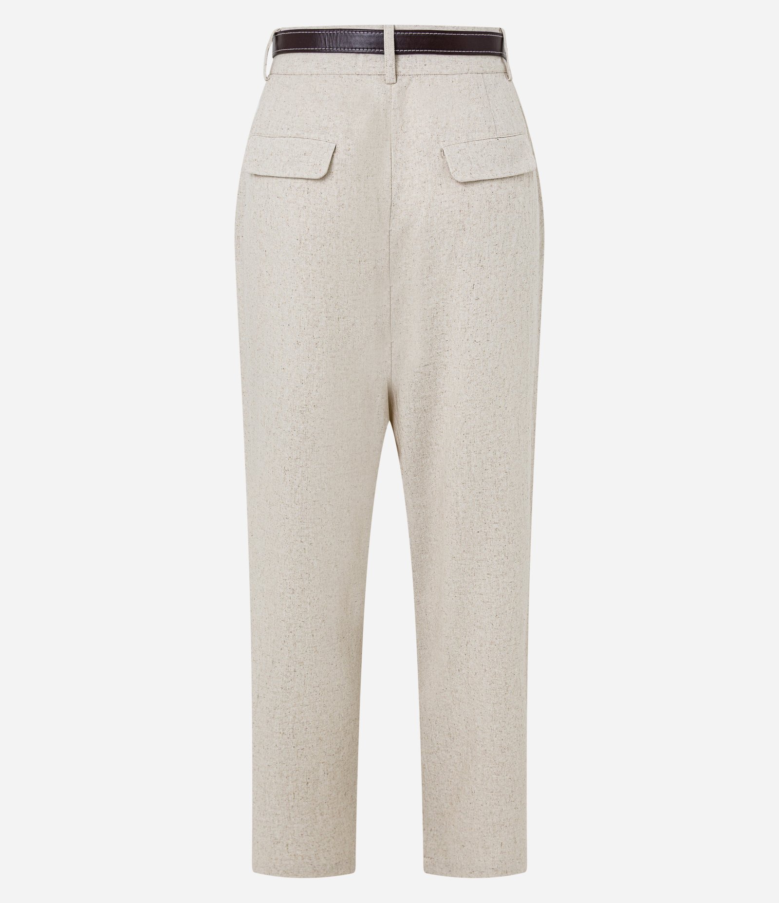 Calça Cenoura Cintura Alta em Viscolinho com Cinto de PU Prata 6