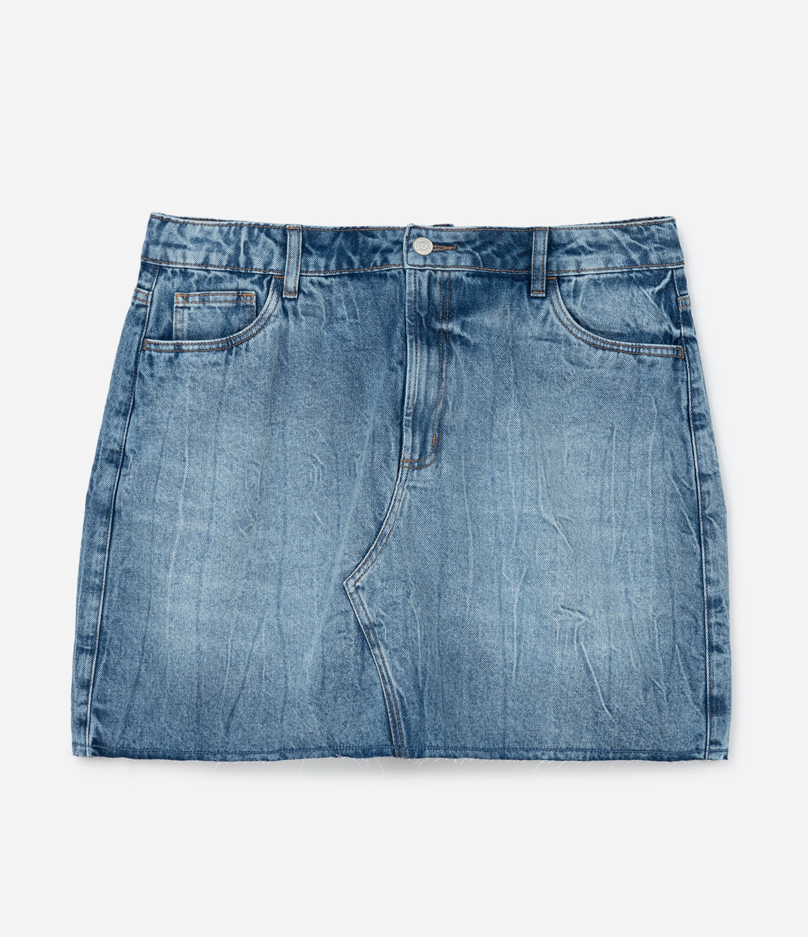 Saia Curta em Jeans com Barra a Fio Curve & Plus Size Azul 1