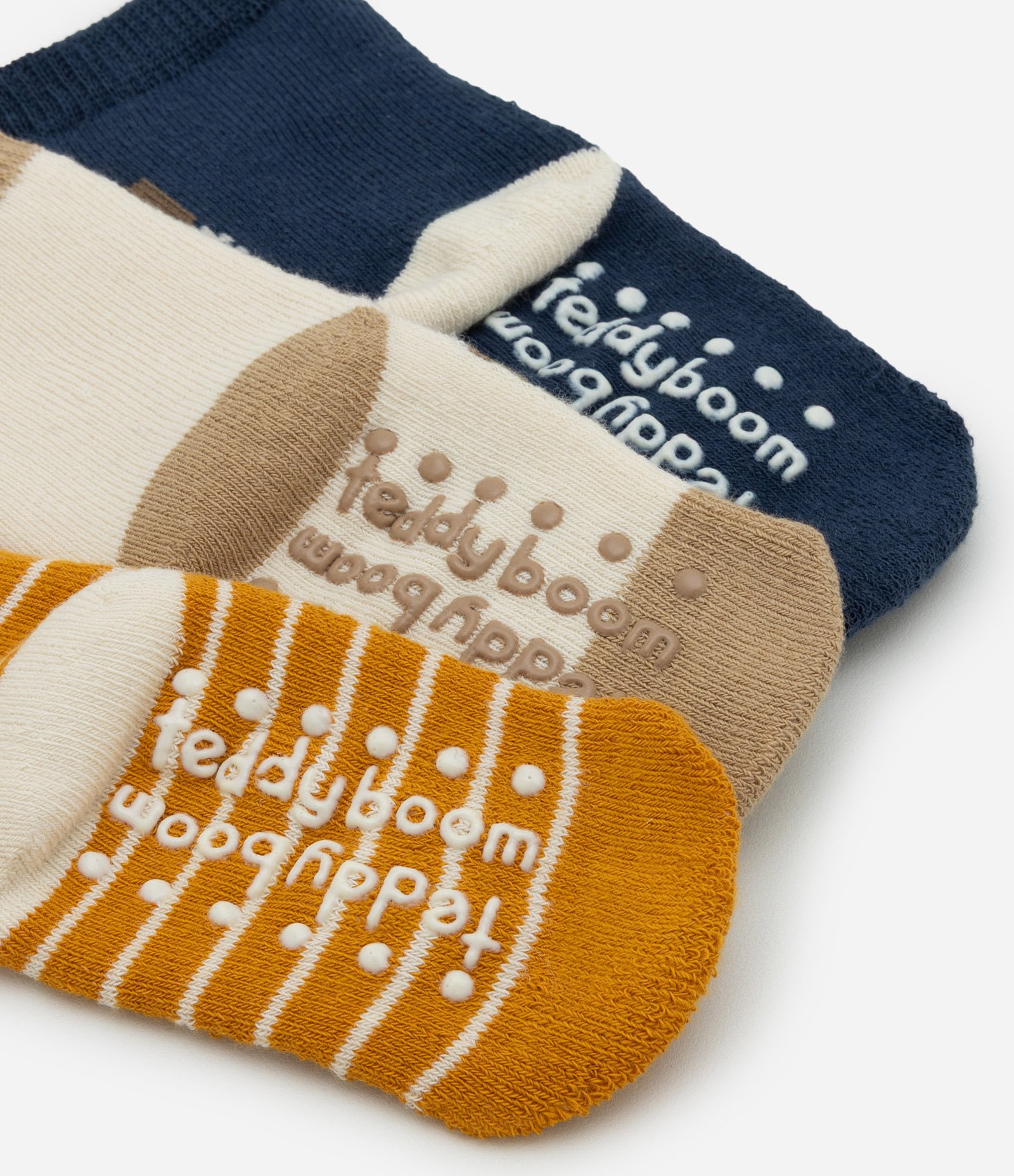 Kit 03 Pares de Meias Infantis com Estampa de Bichinhos  - Tam 0 a 12 Meses Amarelo/Bege/Azul 3