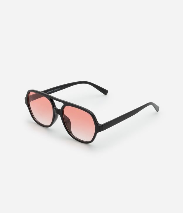 Óculos Aviador com Ponte Dupla e Lente Rosa Degradê