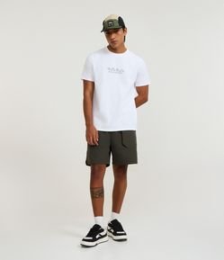 Bermuda Ripstop Liso com Cós Elástico e Cinto