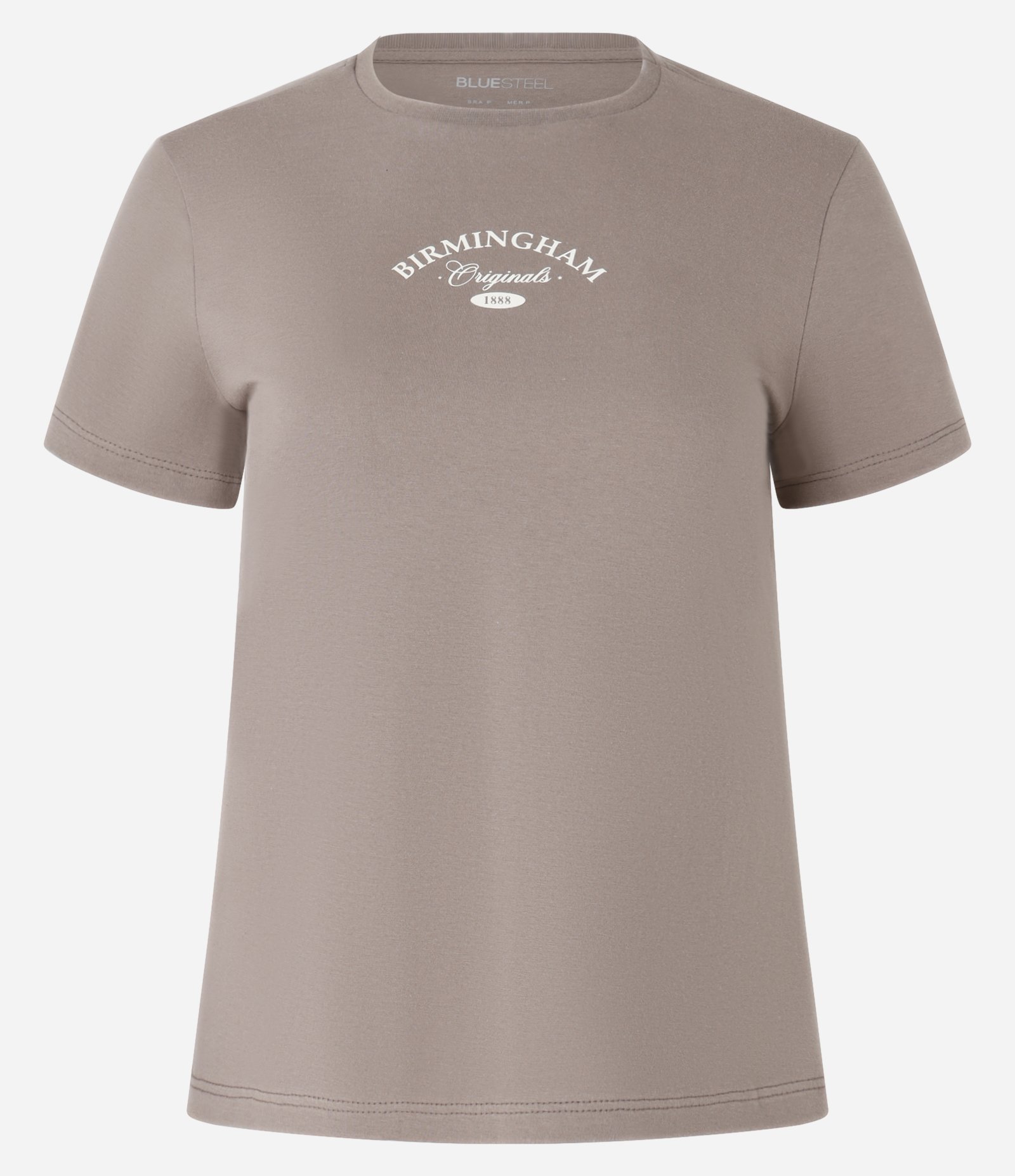 Blusa Baby Look em Algodão com Lettering Birmingham Marrom 5